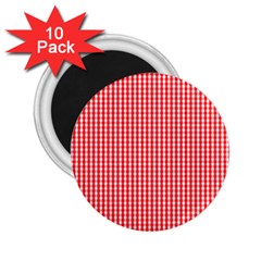 Small Snow White And Christmas Red Gingham Check Plaid 2 25  Magnets (10 Pack)  by PodArtist