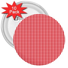 Small Snow White And Christmas Red Gingham Check Plaid 3  Buttons (10 Pack)  by PodArtist