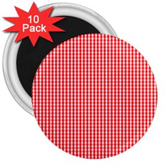 Small Snow White And Christmas Red Gingham Check Plaid 3  Magnets (10 Pack)  by PodArtist