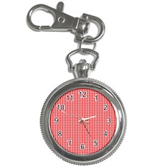 Small Snow White And Christmas Red Gingham Check Plaid Key Chain Watches by PodArtist