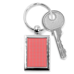 Small Snow White And Christmas Red Gingham Check Plaid Key Chains (rectangle)  by PodArtist