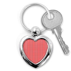 Small Snow White And Christmas Red Gingham Check Plaid Key Chains (heart)  by PodArtist