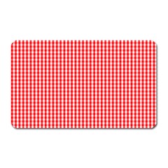 Small Snow White And Christmas Red Gingham Check Plaid Magnet (rectangular) by PodArtist