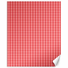 Small Snow White And Christmas Red Gingham Check Plaid Canvas 16  X 20   by PodArtist