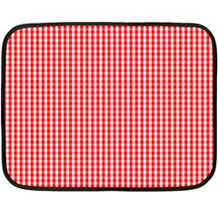 Small Snow White And Christmas Red Gingham Check Plaid Fleece Blanket (mini) by PodArtist