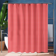 Small Snow White And Christmas Red Gingham Check Plaid Shower Curtain 60  X 72  (medium)  by PodArtist