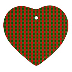 Large Red And Green Christmas Gingham Check Tartan Plaid Ornament (heart) by PodArtist