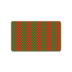 Large Red And Green Christmas Gingham Check Tartan Plaid Magnet (name Card) by PodArtist