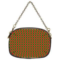 Large Red And Green Christmas Gingham Check Tartan Plaid Chain Purses (one Side)  by PodArtist