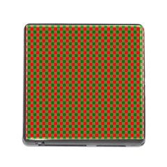 Large Red And Green Christmas Gingham Check Tartan Plaid Memory Card Reader (square) by PodArtist