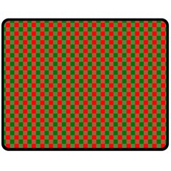 Large Red And Green Christmas Gingham Check Tartan Plaid Fleece Blanket (medium)  by PodArtist