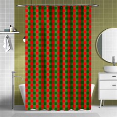 Large Red And Green Christmas Gingham Check Tartan Plaid Shower Curtain 48  X 72  (small)  by PodArtist