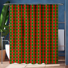 Large Red And Green Christmas Gingham Check Tartan Plaid Shower Curtain 60  X 72  (medium)  by PodArtist