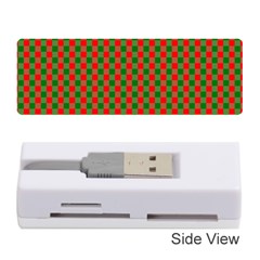 Large Red And Green Christmas Gingham Check Tartan Plaid Memory Card Reader (stick)  by PodArtist