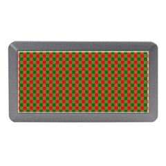 Large Red And Green Christmas Gingham Check Tartan Plaid Memory Card Reader (mini) by PodArtist