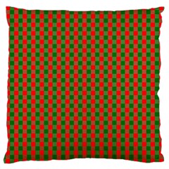 Large Red And Green Christmas Gingham Check Tartan Plaid Large Cushion Case (one Side) by PodArtist