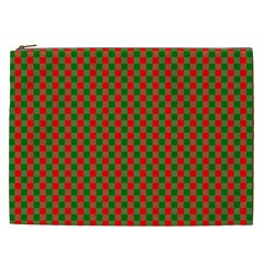 Large Red And Green Christmas Gingham Check Tartan Plaid Cosmetic Bag (xxl)  by PodArtist