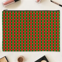 Large Red And Green Christmas Gingham Check Tartan Plaid Cosmetic Bag (xxxl)  by PodArtist