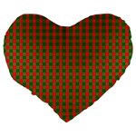 Large Red and Green Christmas Gingham Check Tartan Plaid Large 19  Premium Heart Shape Cushions Back