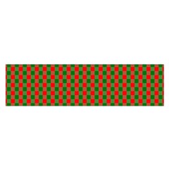 Large Red And Green Christmas Gingham Check Tartan Plaid Satin Scarf (oblong) by PodArtist