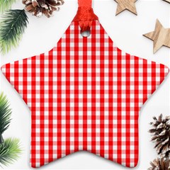 Large Christmas Red And White Gingham Check Plaid Ornament (star) by PodArtist