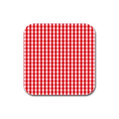 Large Christmas Red and White Gingham Check Plaid Rubber Square Coaster (4 pack) 