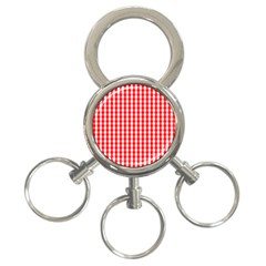 Large Christmas Red And White Gingham Check Plaid 3-ring Key Chains by PodArtist