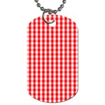 Large Christmas Red and White Gingham Check Plaid Dog Tag (Two Sides) Front