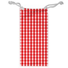 Large Christmas Red and White Gingham Check Plaid Jewelry Bag