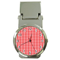 Large Christmas Red And White Gingham Check Plaid Money Clip Watches by PodArtist