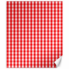 Large Christmas Red And White Gingham Check Plaid Canvas 8  X 10  by PodArtist