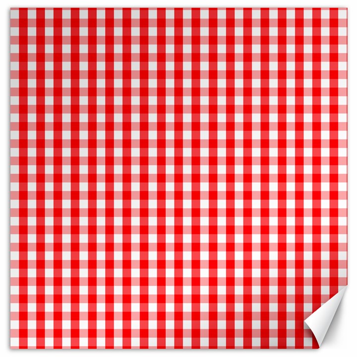 Large Christmas Red and White Gingham Check Plaid Canvas 20  x 20  