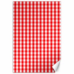 Large Christmas Red And White Gingham Check Plaid Canvas 24  X 36  by PodArtist