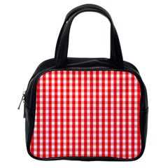 Large Christmas Red and White Gingham Check Plaid Classic Handbags (One Side)