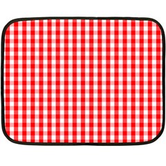 Large Christmas Red And White Gingham Check Plaid Double Sided Fleece Blanket (mini)  by PodArtist