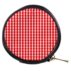 Large Christmas Red and White Gingham Check Plaid Mini Makeup Bags