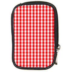 Large Christmas Red and White Gingham Check Plaid Compact Camera Cases