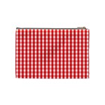 Large Christmas Red and White Gingham Check Plaid Cosmetic Bag (Medium)  Back