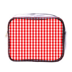 Large Christmas Red and White Gingham Check Plaid Mini Toiletries Bags