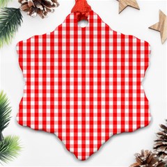 Large Christmas Red And White Gingham Check Plaid Ornament (snowflake) by PodArtist