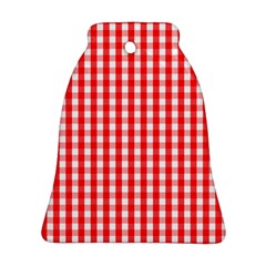 Large Christmas Red And White Gingham Check Plaid Ornament (bell) by PodArtist