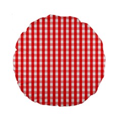 Large Christmas Red and White Gingham Check Plaid Standard 15  Premium Round Cushions