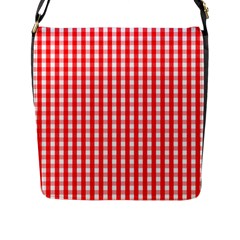 Large Christmas Red and White Gingham Check Plaid Flap Messenger Bag (L) 