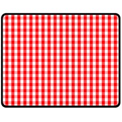 Large Christmas Red And White Gingham Check Plaid Double Sided Fleece Blanket (medium)  by PodArtist