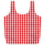 Large Christmas Red and White Gingham Check Plaid Full Print Recycle Bags (L)  Front