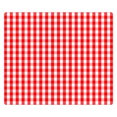 Large Christmas Red And White Gingham Check Plaid Double Sided Flano Blanket (small)  by PodArtist