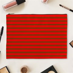 Christmas Red And Green Bedding Stripes Cosmetic Bag (xl) by PodArtist