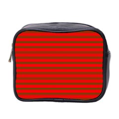 Christmas Red And Green Bedding Stripes Mini Toiletries Bag 2-side by PodArtist