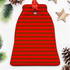 Christmas Red And Green Bedding Stripes Bell Ornament (two Sides) by PodArtist