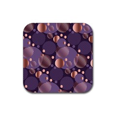 Random Polka Dots, Fun, Colorful, Pattern,xmas,happy,joy,modern,trendy,beautiful,pink,purple,metallic,glam, Rubber Coaster (square)  by NouveauDesign